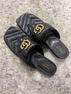 Gucci Marmot Quilted Leather Thong Sandal